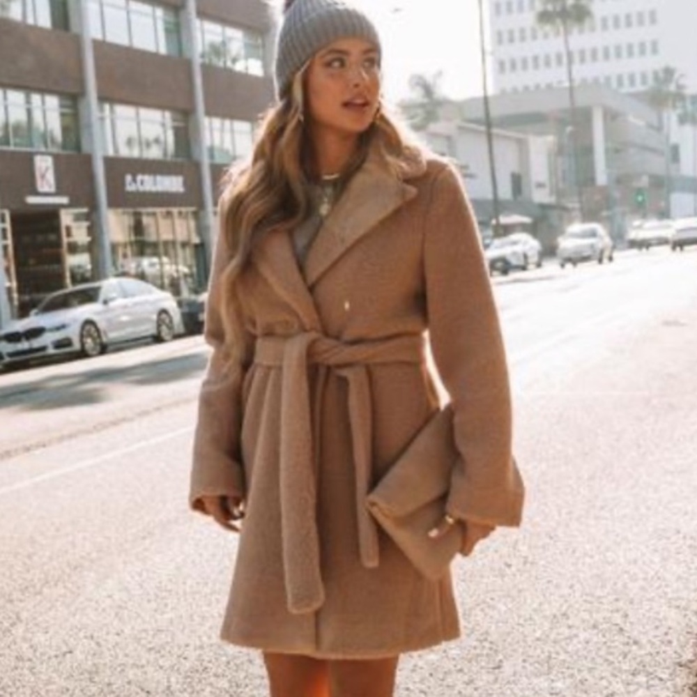 On Twelfth Camel Belted Teddy Coat